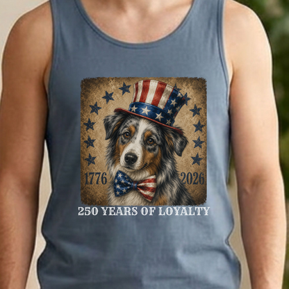 Australian Shepherd Patriotic Tank Top, 250 Years of Loyalty