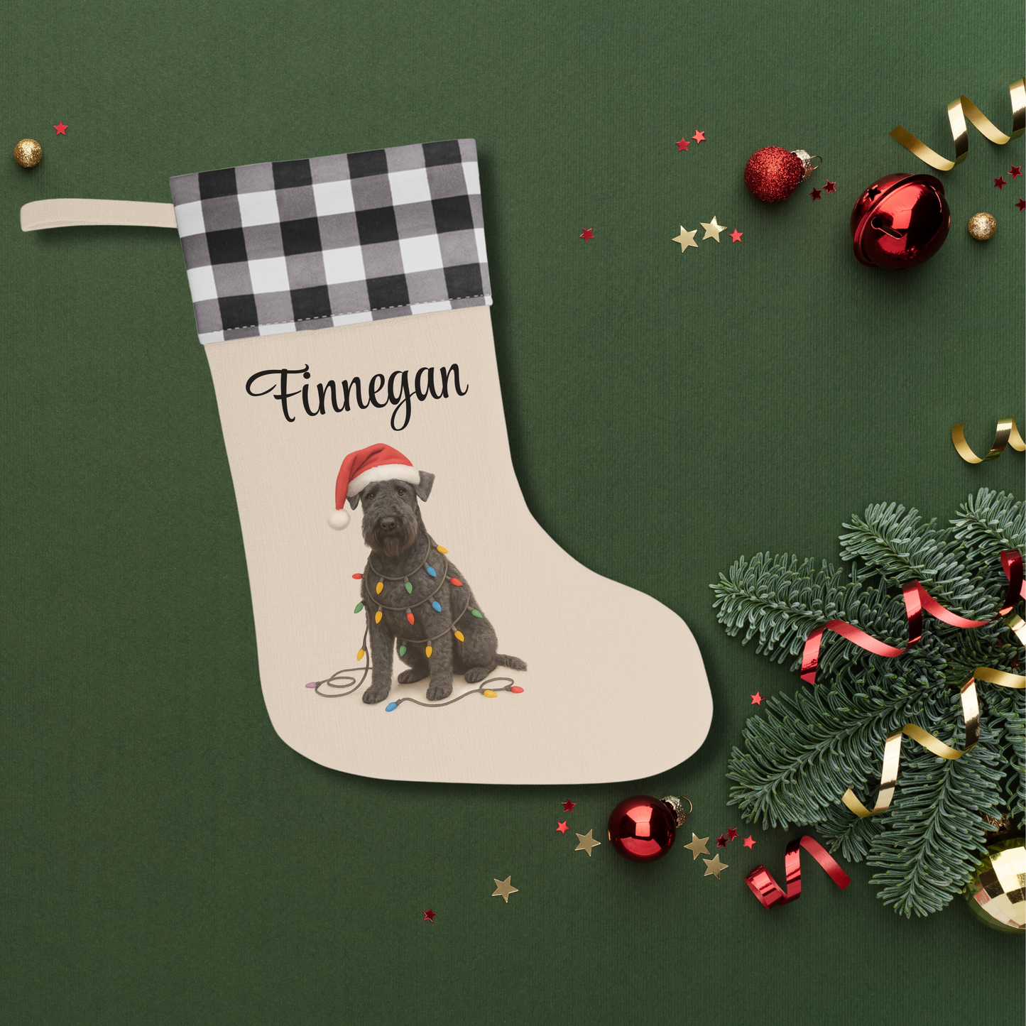 Personalized Kerry Blue Terrier Christmas Stocking, Holiday Decor Gift for Pet Lovers