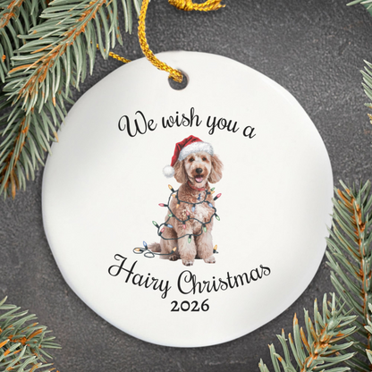 Christmas Poodle Ornament, Christmas Lights Dog Keepsake