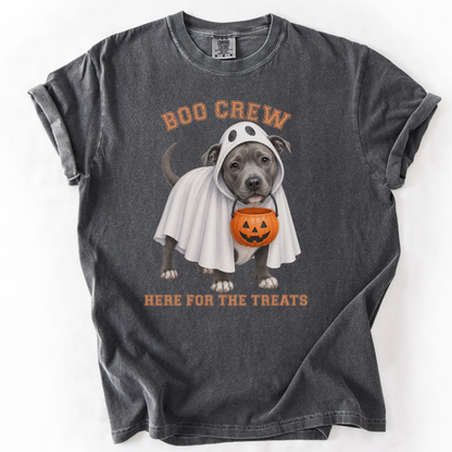 Pitbull Boo Crew Halloween Shirt, Here for the Treats Dog Mom Tee