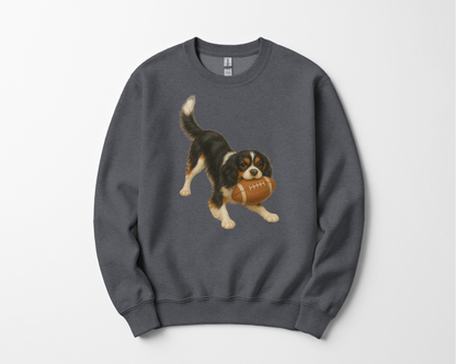 Tri-Color Cavalier King Charles Spaniel Football Sweatshirt