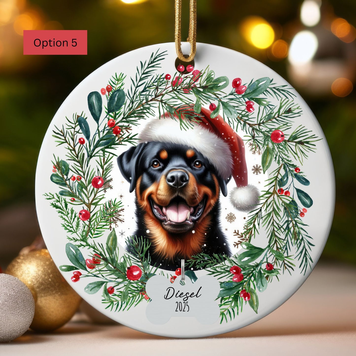 Personalized Rottweiler Christmas Ornament