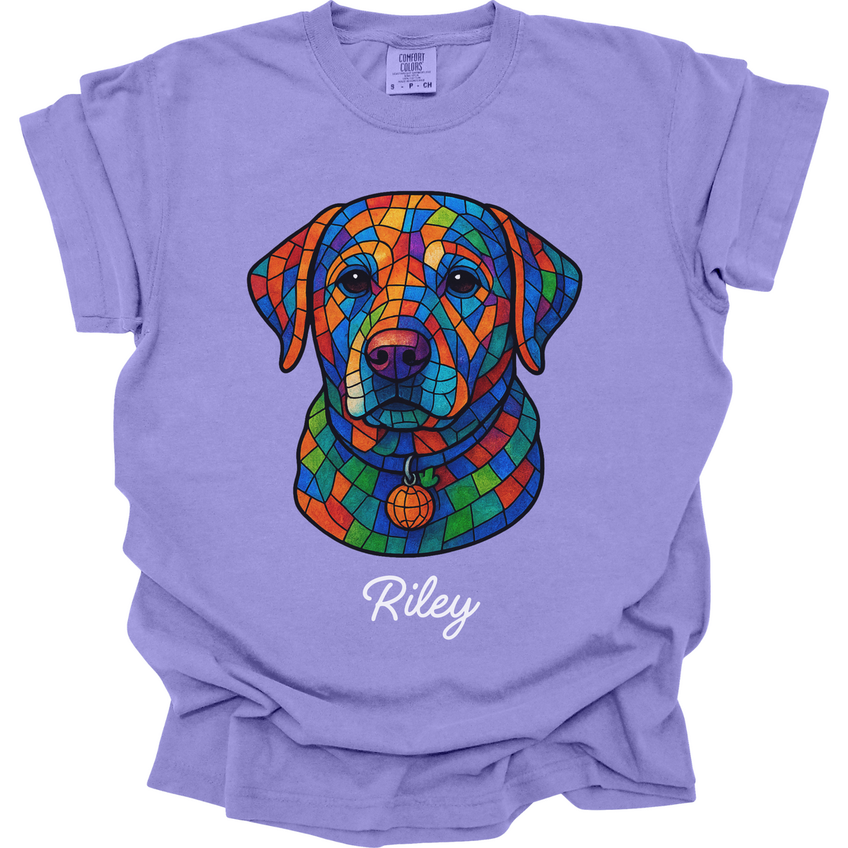 Custom Dog Photo Shirt, Personalized Pet Portrait Tee, Stained Glass Dog Gift