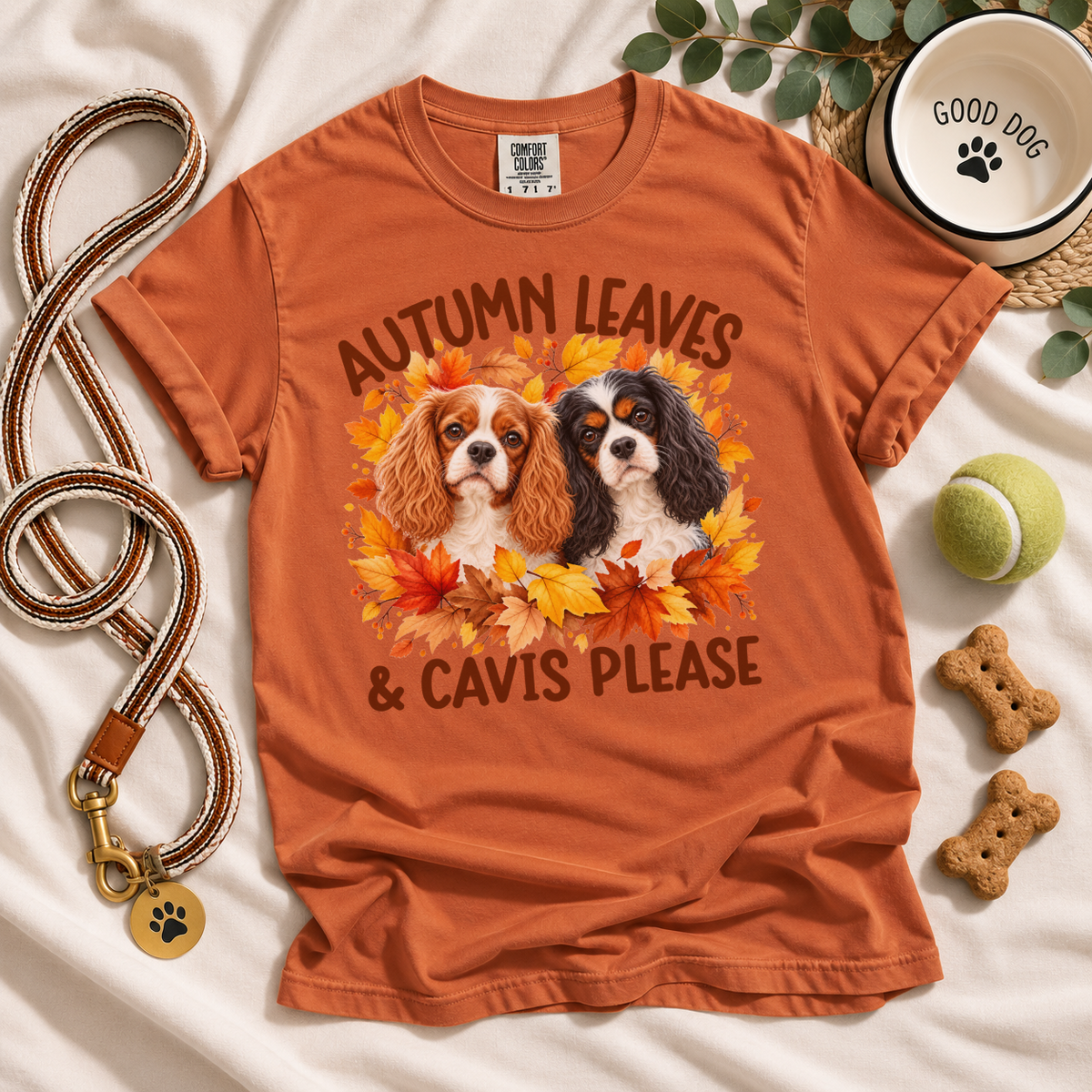 Cavalier King Charles Spaniel Autumn Leaves & Cavis Please Shirt