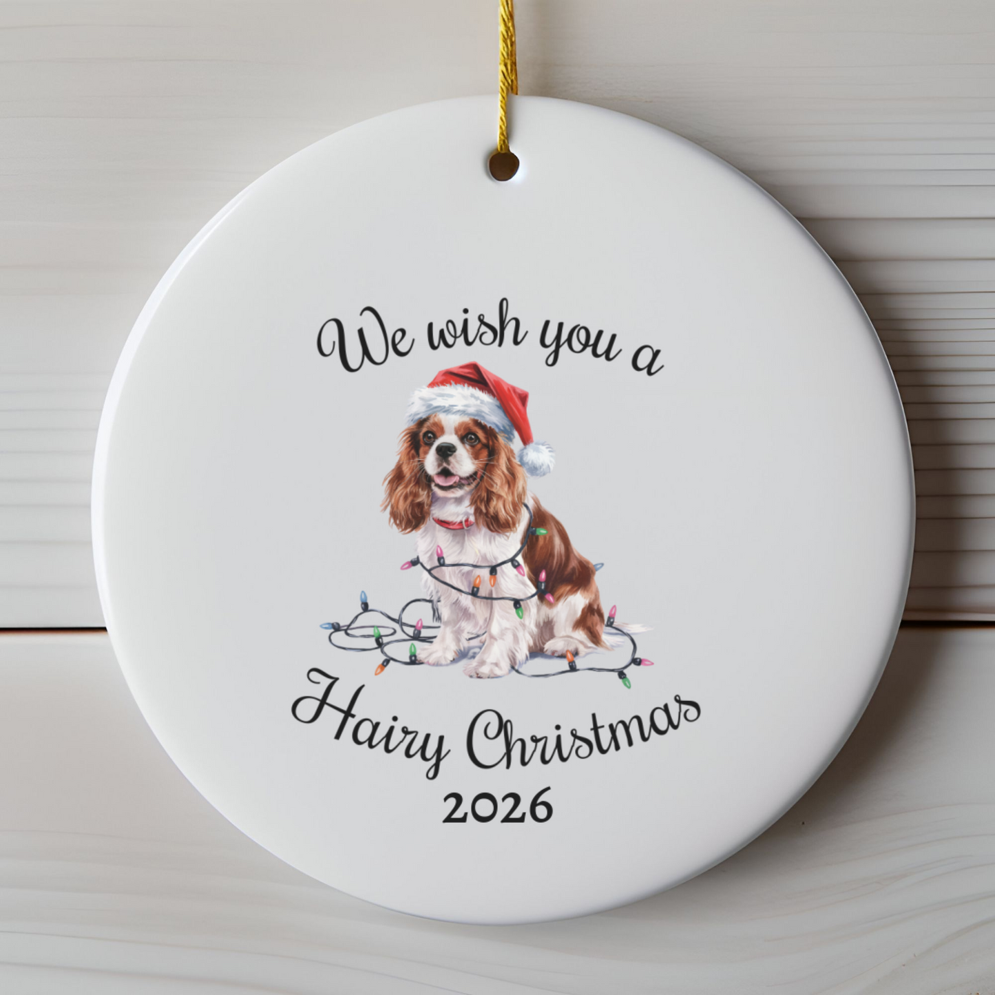 Blenheim Cavalier King Charles Spaniel Ornament, Cavalier Spaniel Mom, Christmas Lights Dog