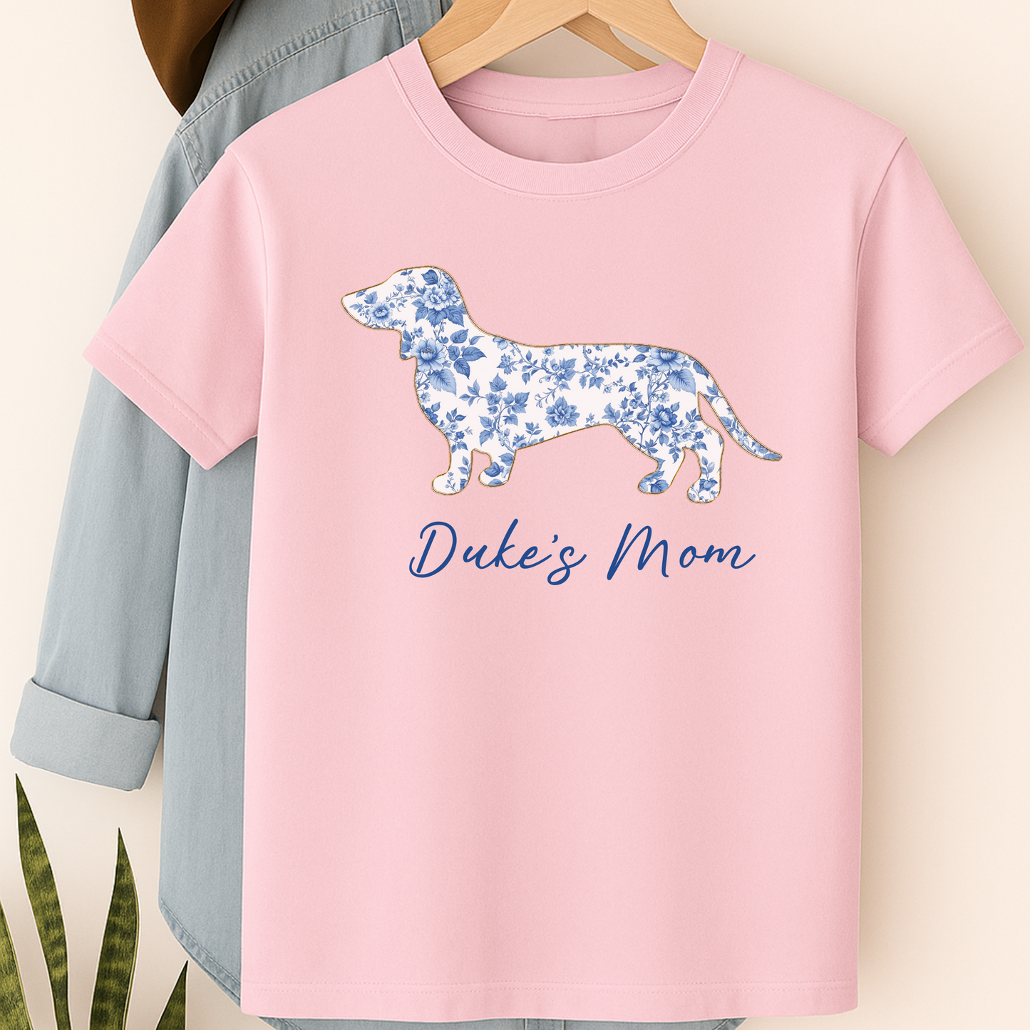 Personalized Floral Toile  Dachshund Mama Shirt