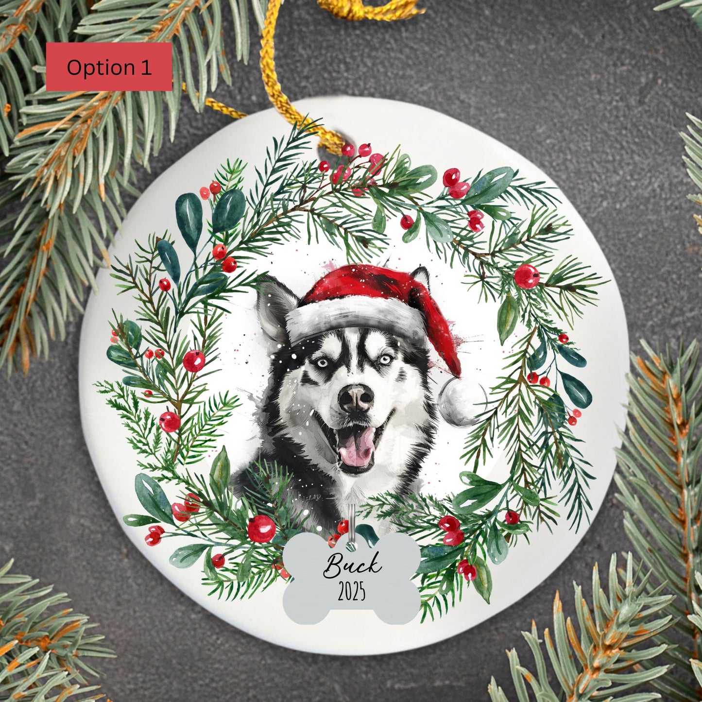 Personalized Siberian Husky Christmas Ornament