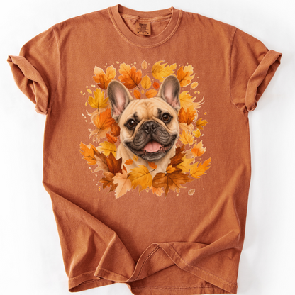 French Bulldog Fall Shirt, Autumn Dog Mom Comfort Colors Tee