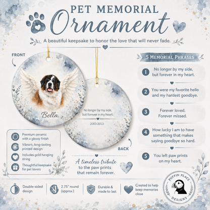 Personalized Pet Memorial Ornament, Custom Photo Rainbow Bridge Christmas Keepsake