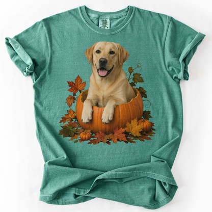 Yellow Lab Pumpkin Shirt Fall Dog Lover Autumn Labrador Comfort Colors Graphic Tee Gift Apparel