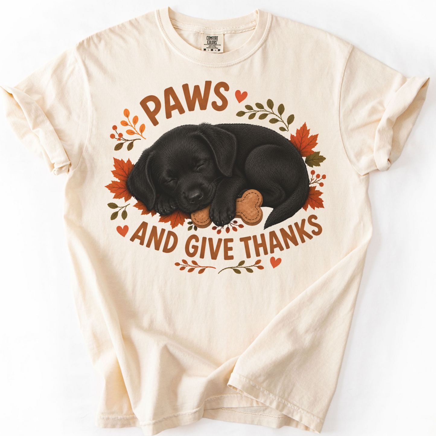 Black Lab Thanksgiving Shirt, Paws Give Thanks Tee, Fall Labrador Retriever Lover Gift