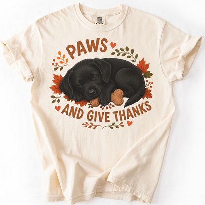Black Lab Thanksgiving Shirt, Paws Give Thanks Tee, Fall Labrador Retriever Lover Gift