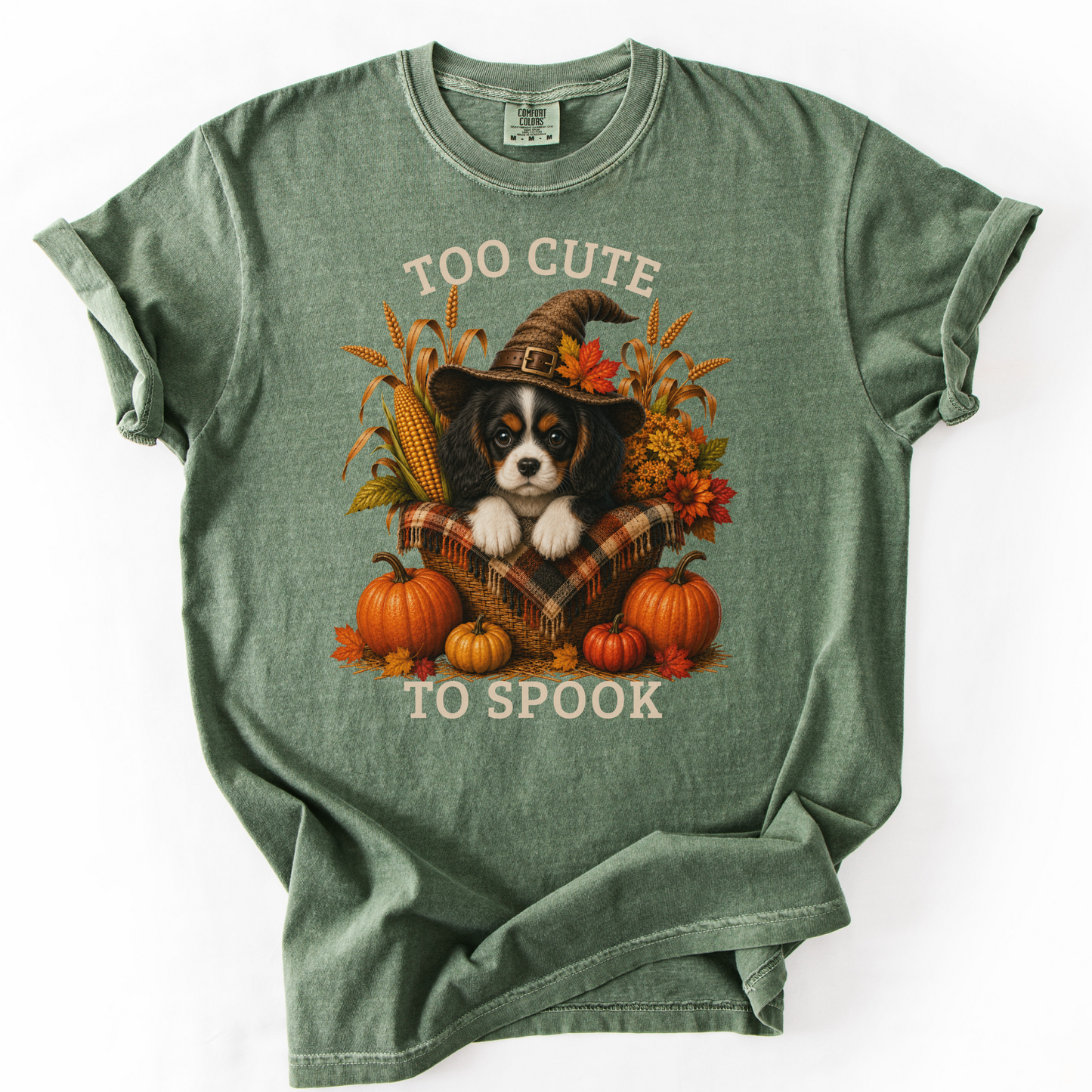Tricolor Cavalier Halloween Shirt, Too Cute To Spook Fall Dog Lover Tee
