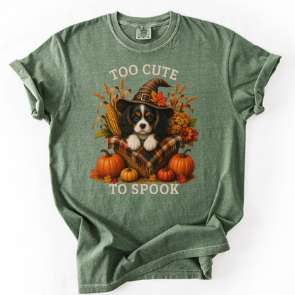 Tricolor Cavalier Halloween Shirt, Too Cute To Spook Fall Dog Lover Tee