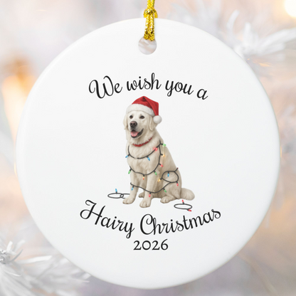 English Cream Golden Retriever We Wish You a Hairy Christmas Ornament