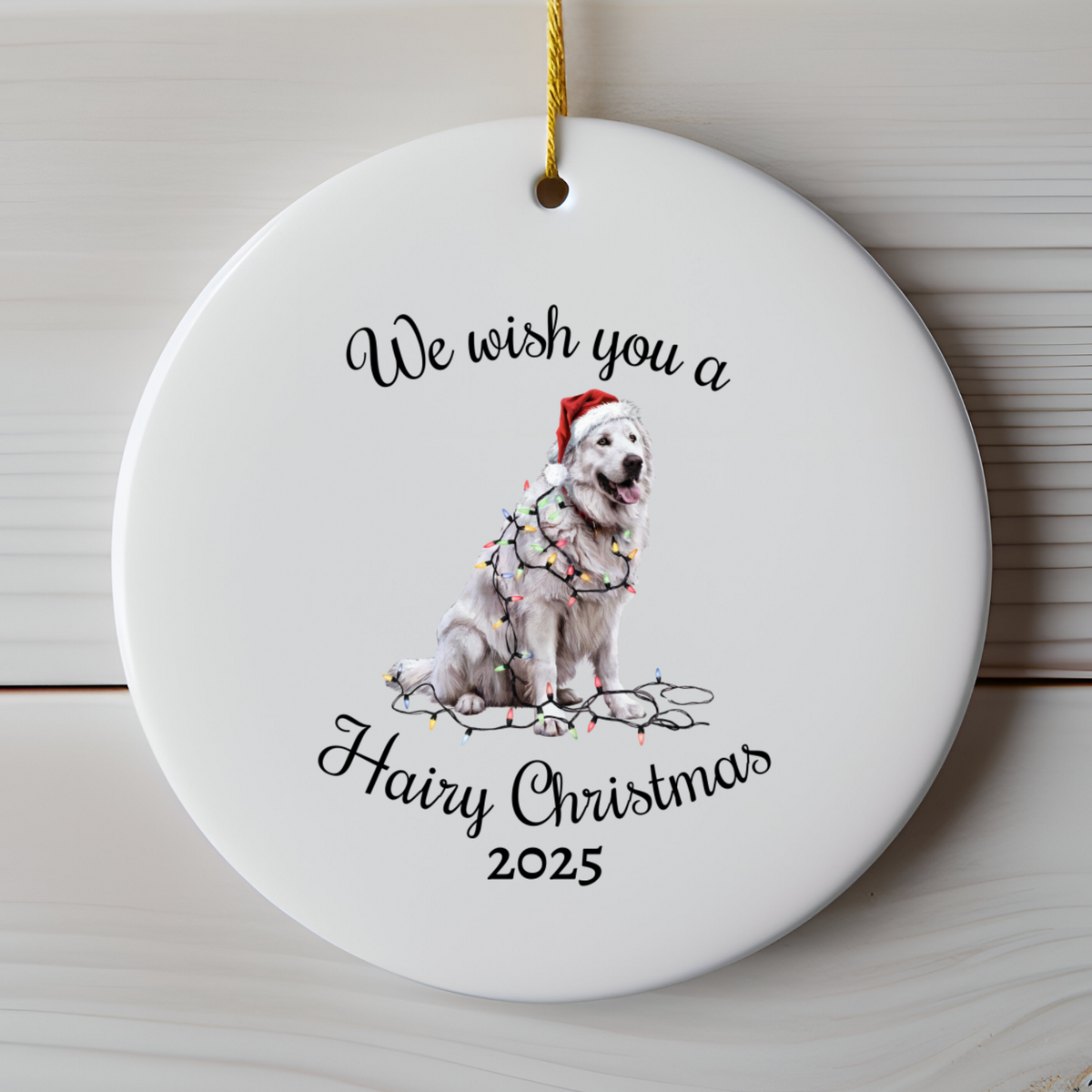 Christmas Great Pyrenees Ornament, Christmas Lights Dog Keepsake