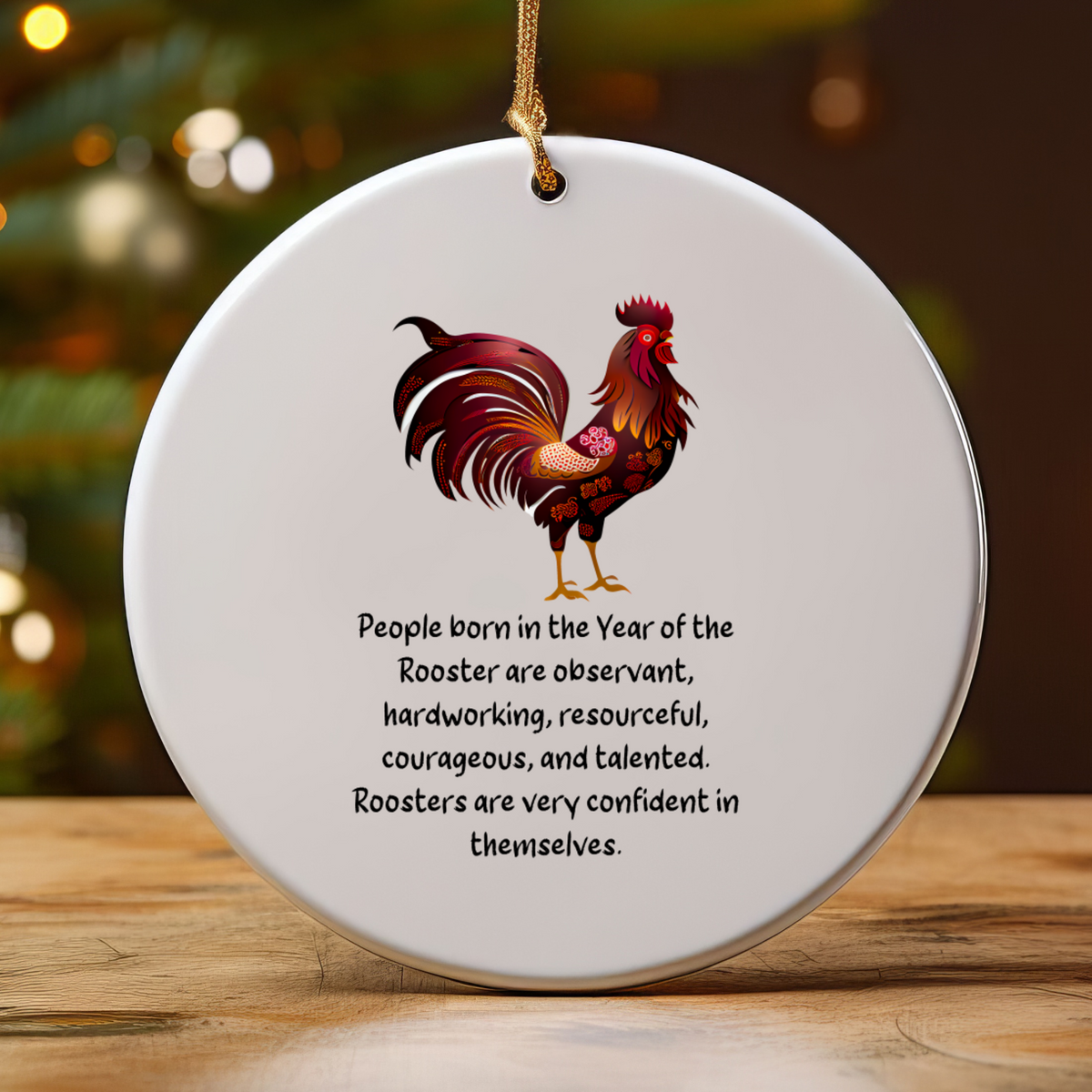 Chinese Zodiac Rooster Ornament, Year of the Rooster Horoscope Gift for Lunar New Year