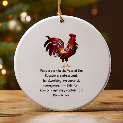 Chinese Zodiac Rooster Ornament, Year of the Rooster Horoscope Gift for Lunar New Year