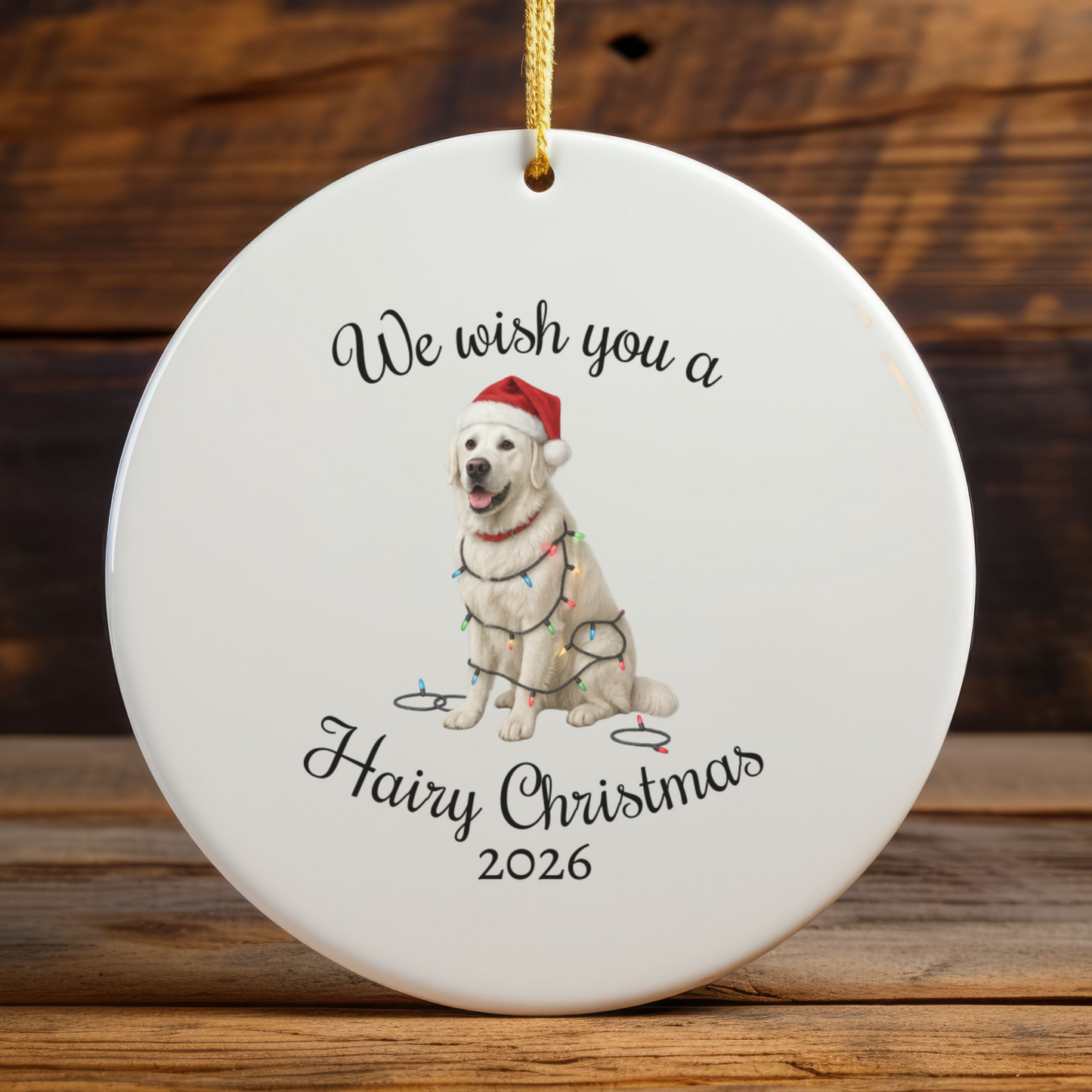 English Cream Golden Retriever We Wish You a Hairy Christmas Ornament
