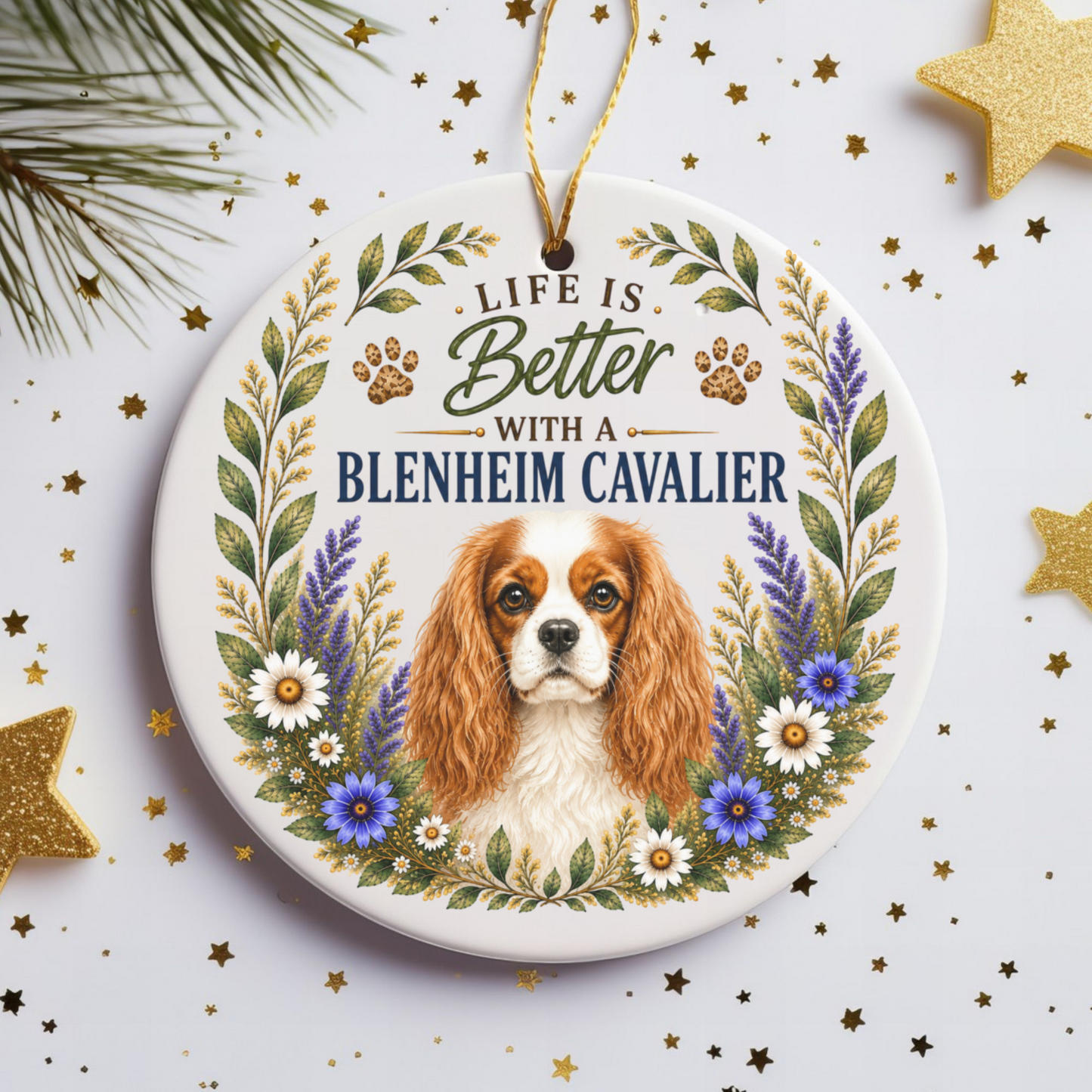 Blenheim Cavalier Ornament, Cavalier King Charles Spaniel Gift, Dog Mom Keepsake, Dog Lover Gift
