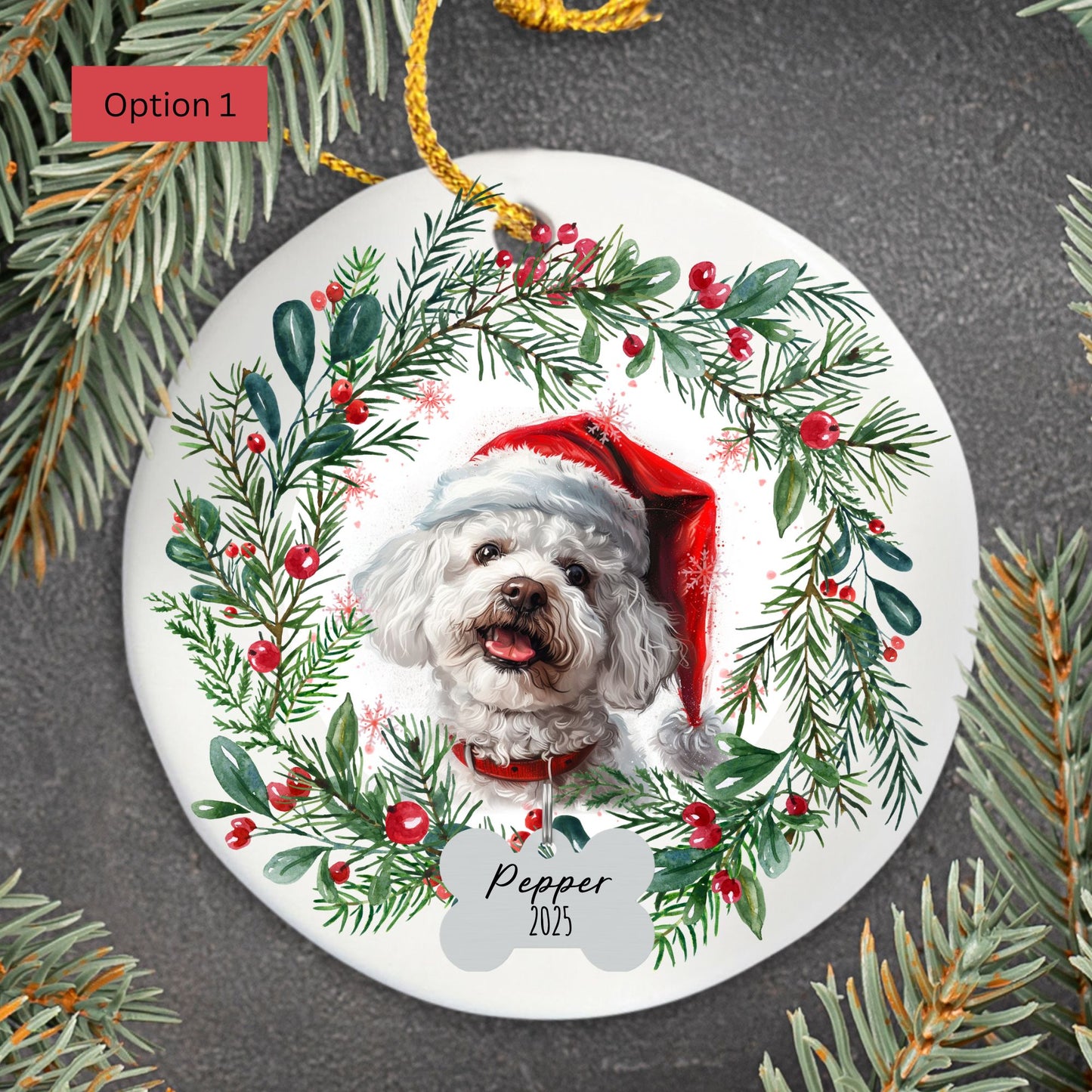 Personalized Bichon Frise Christmas Ornament
