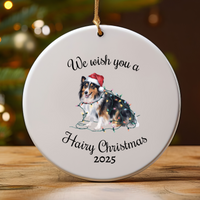 Load image into Gallery viewer, Christmas Sheltie Ornament, Christmas Lights Dog Keepsake
