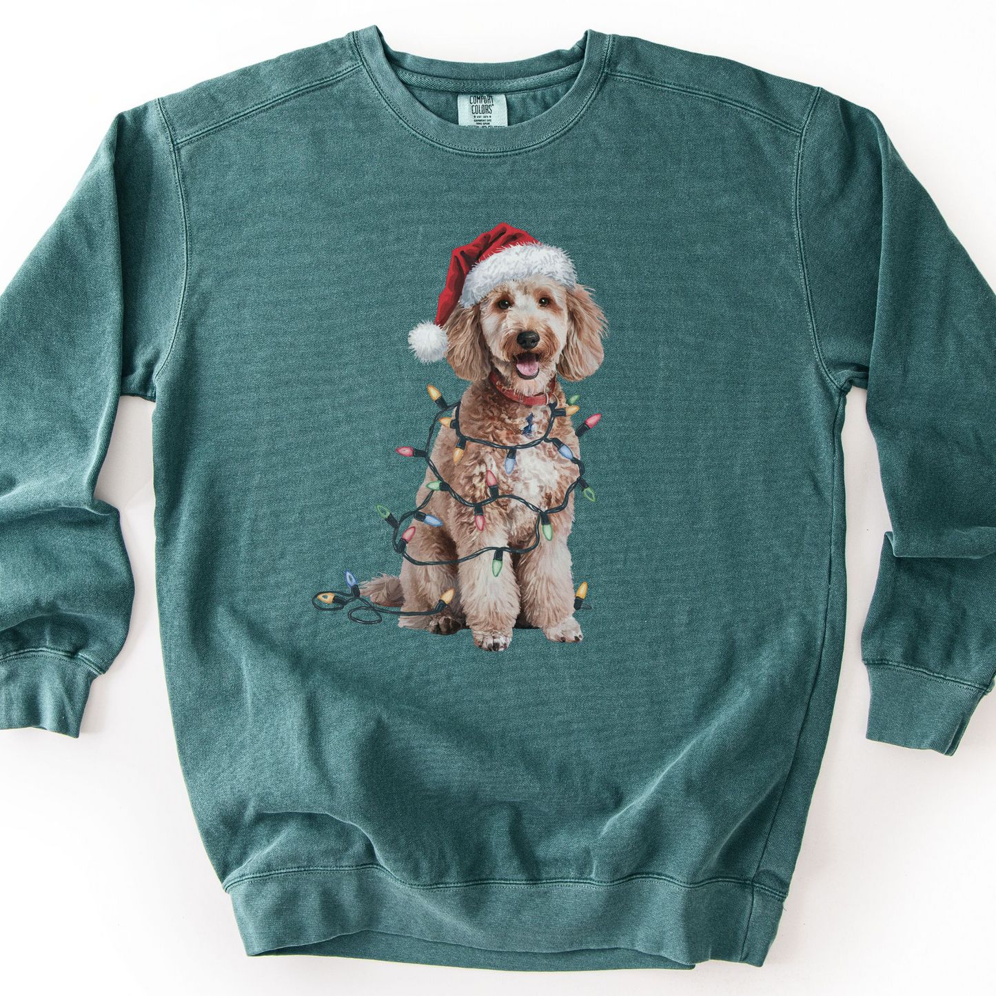 Poodle Christmas Lights Sweatshirt, Festive Dog Mom Sweater, Holiday Poodle Apparel