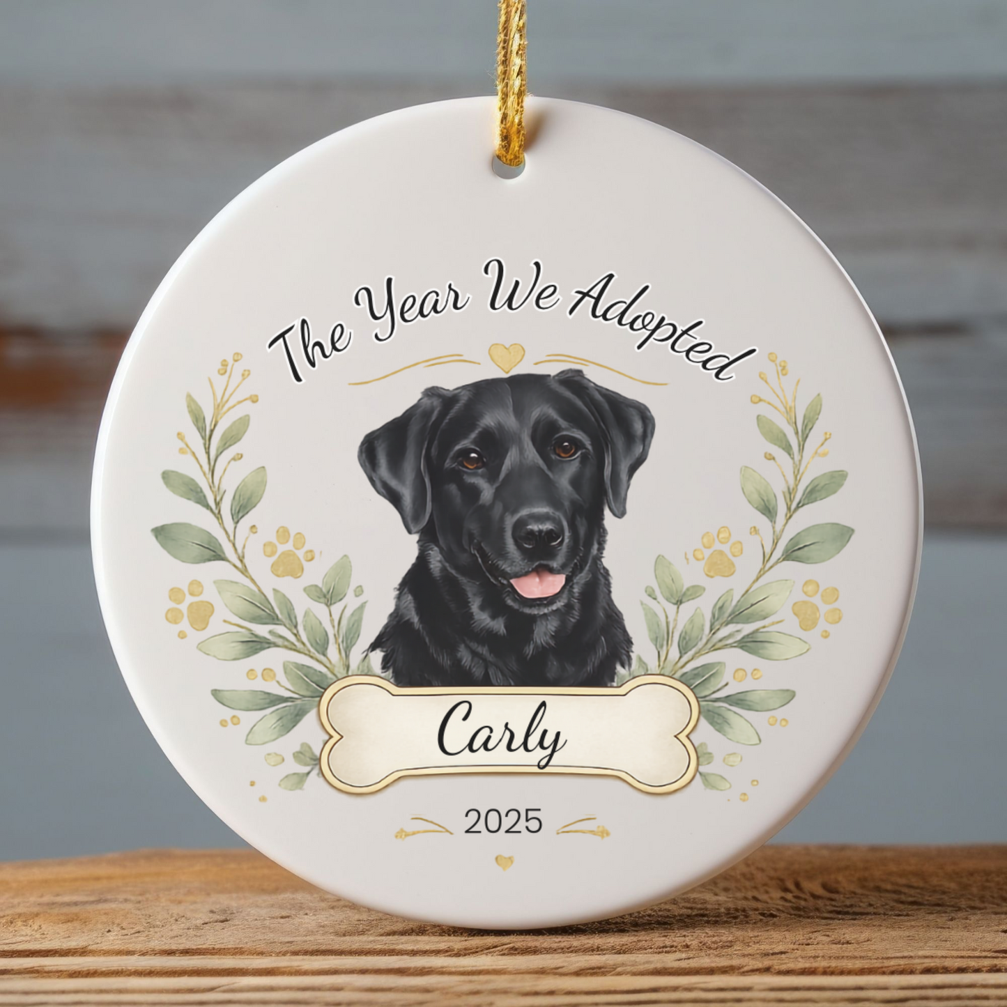 Personalized Adoption Dog Ornament, Custom Pet Christmas Keepsake Gift