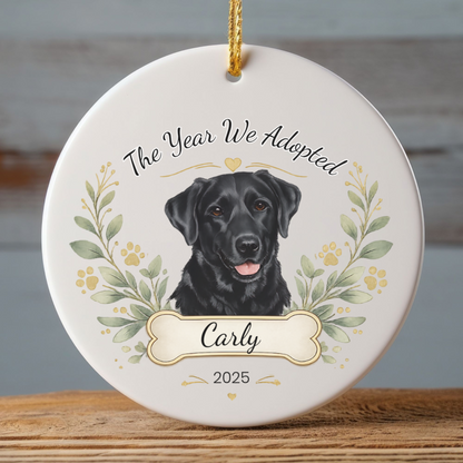 Personalized Adoption Dog Ornament, Custom Pet Christmas Keepsake Gift