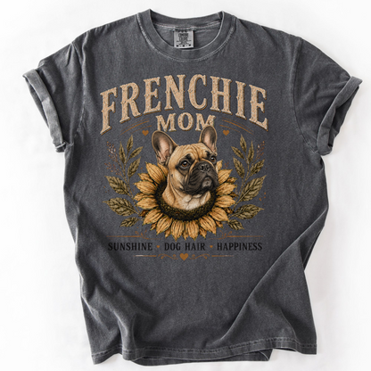 French Bulldog Mom Shirt, Frenchie Sunflower Tee, Vintage French Bulldog Lover Gift