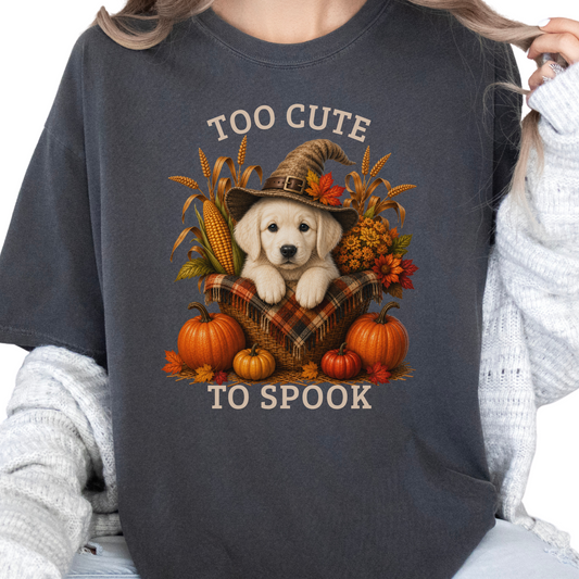 English Cream Golden Retriever Halloween Shirt, Too Cute To Spook Fall Dog Lover Tee