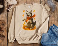 Load image into Gallery viewer, Siberian Husky Autumn Sweatshirt, Cozy Fall Dog Sweater, Husky Lover Apparel, Cute Autumn Dog Shirt, Gift for Pet Lovers
