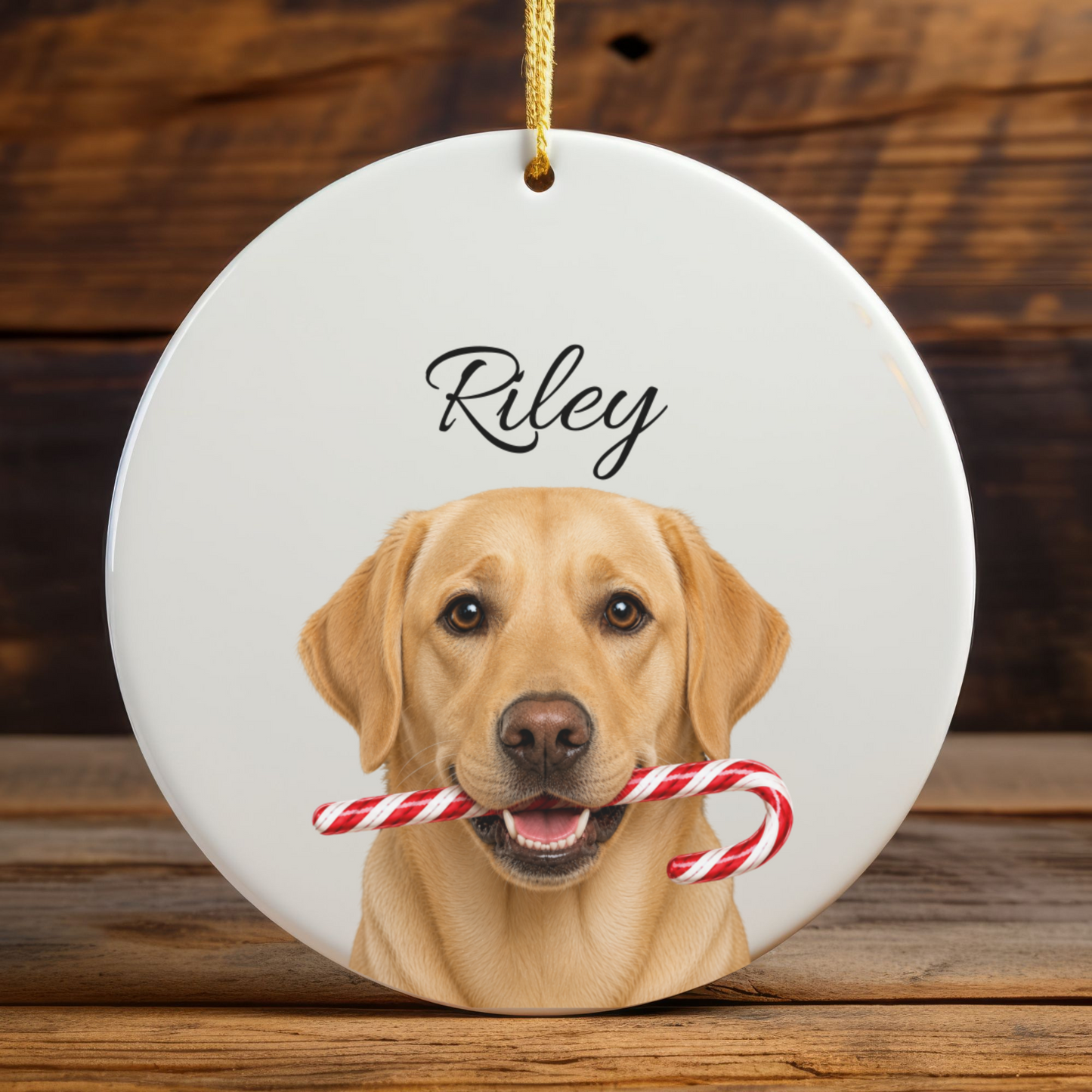 Personalized Yellow Lab Ornament, Custom Dog Name Christmas Ornament, Labrador Retriever Gift, Dog Lover Gift