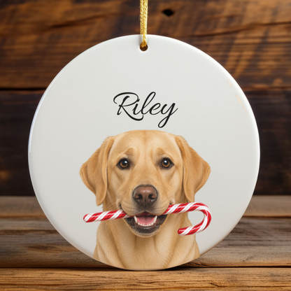 Personalized Yellow Lab Ornament, Custom Dog Name Christmas Ornament, Labrador Retriever Gift, Dog Lover Gift