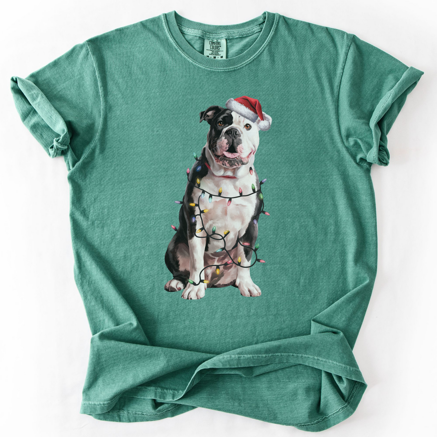 American Bulldog Christmas Lights Dog Shirt