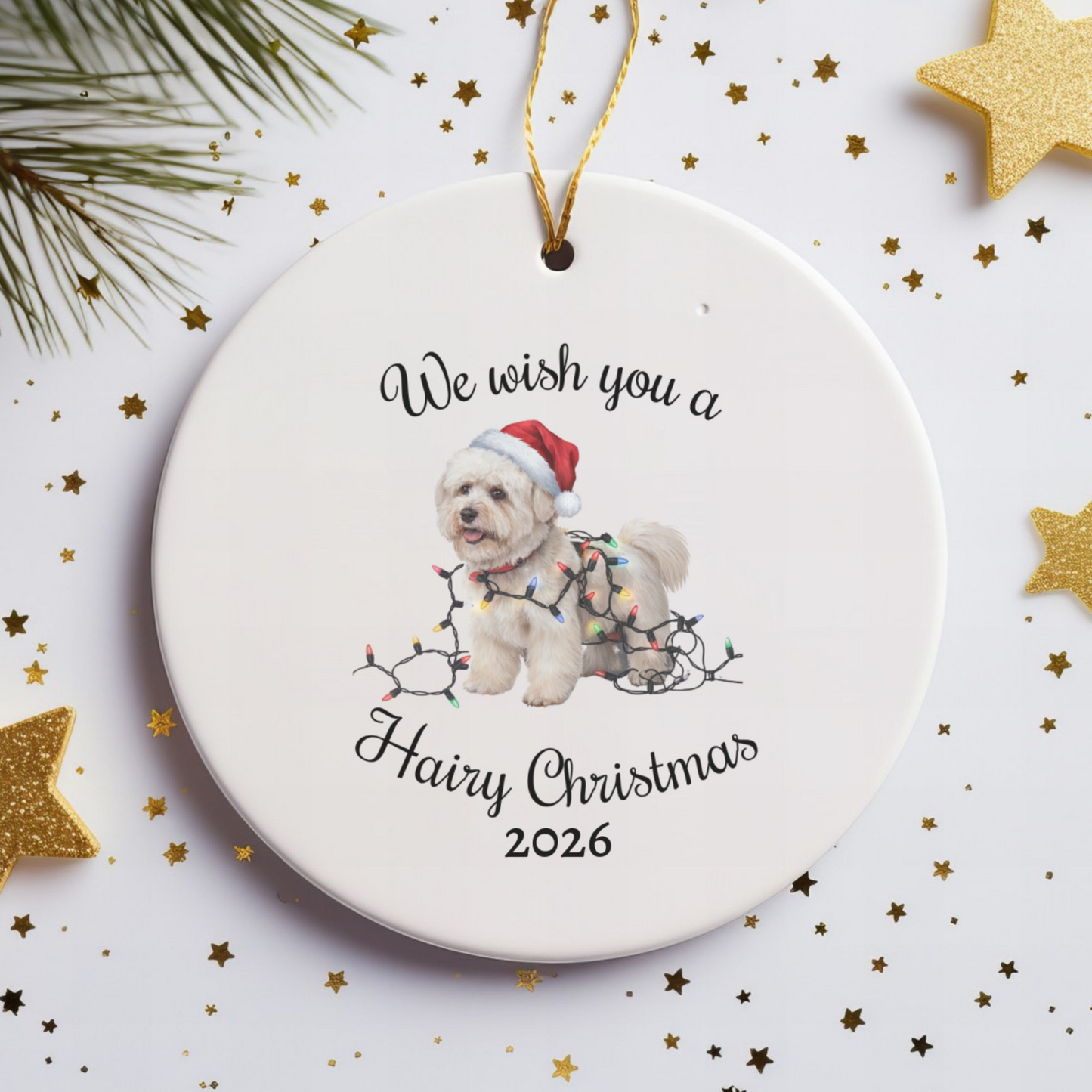 Bichon Frise Christmas Ornament, Personalized Ceramic Keepsake, Gift for Dog Lovers, Cute Bichon Dog Decor, Holiday Tree Decoration