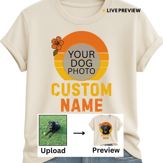 Personalized Watercolor  Dog Mom-Shirt – Custom Pet Name Tee with Dog Portrait – Gift for Dog Lovers & Pet Moms