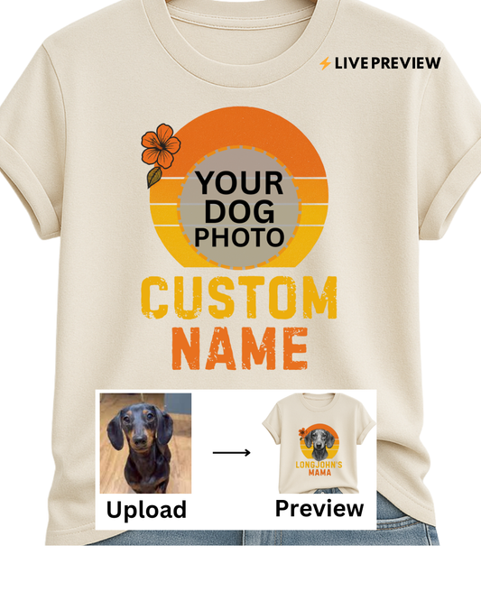 Personalized Dog Mom Shirt – Custom Pet Photo & Name Tee with Live Preview