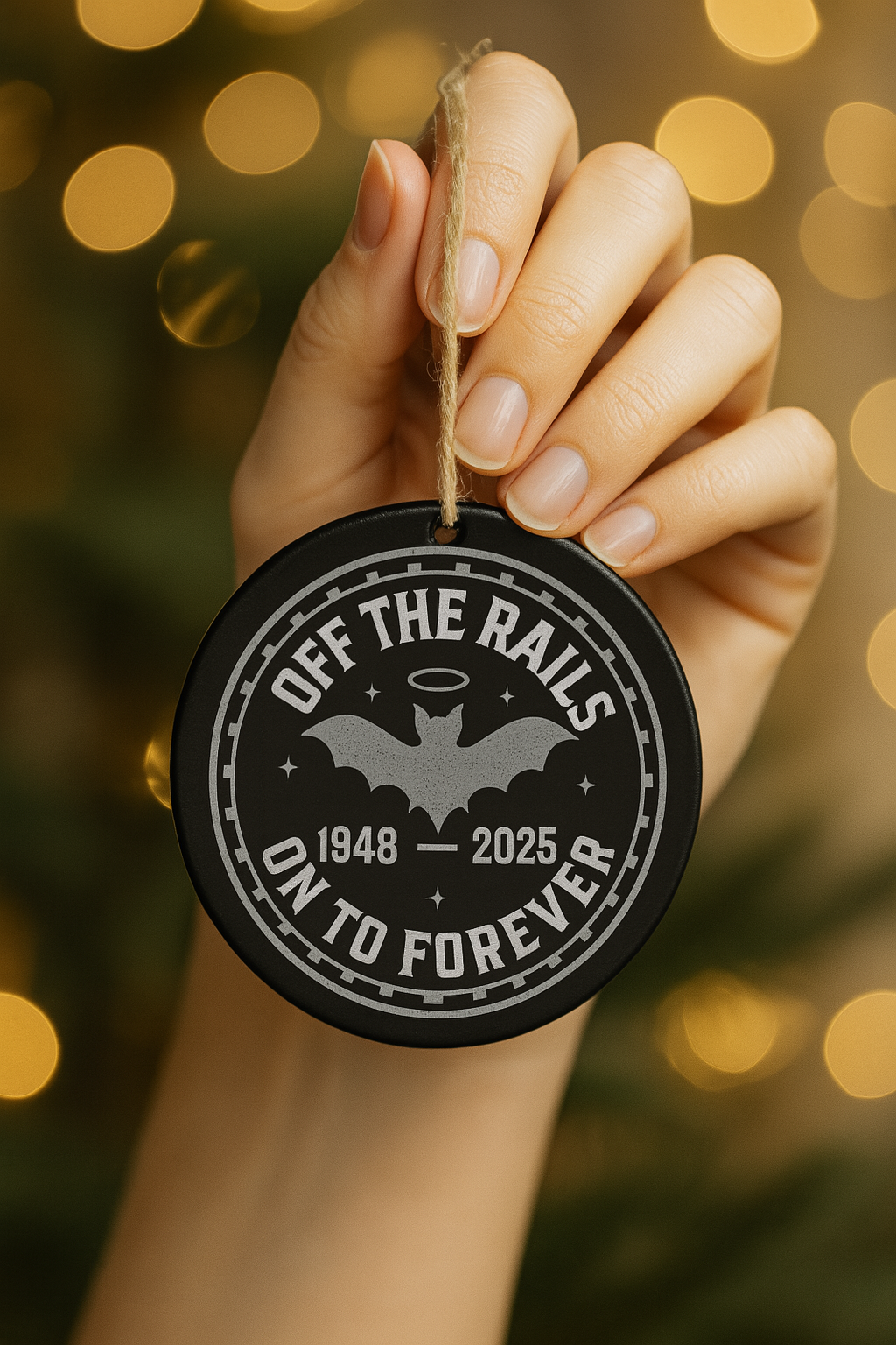 Ozzy Tribute Ornament, Off the Rails On to Forever Memorial Keepsake, 1948–2025 Rock Legend Gift