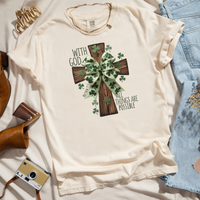 Load image into Gallery viewer, With God All Things Are Possible Christian T-Shirt, St. Patricks Day Faith Tee, Bible Verse Shirt, Irish Christian Apparel
