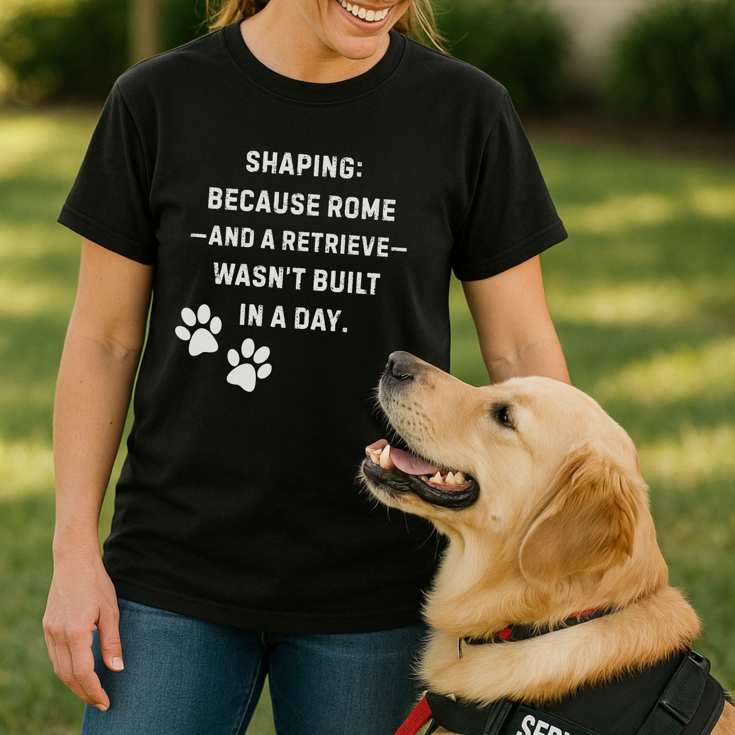 Dog Trainer Shirt – Shaping Takes Time: Rome & Retrieve Tee