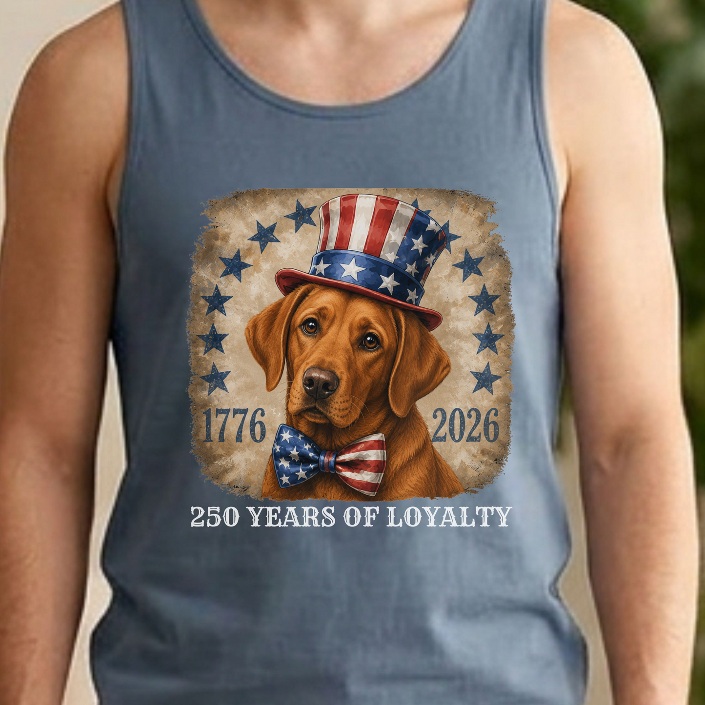 Fox Red Lab Patriotic Tank Top, 250 Years of Loyalty
