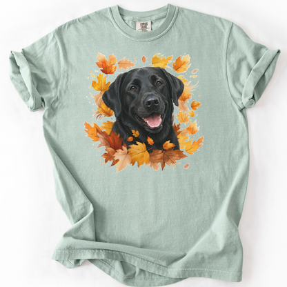 Black Lab Fall Shirt, Autumn Dog Mom Comfort Colors Tee