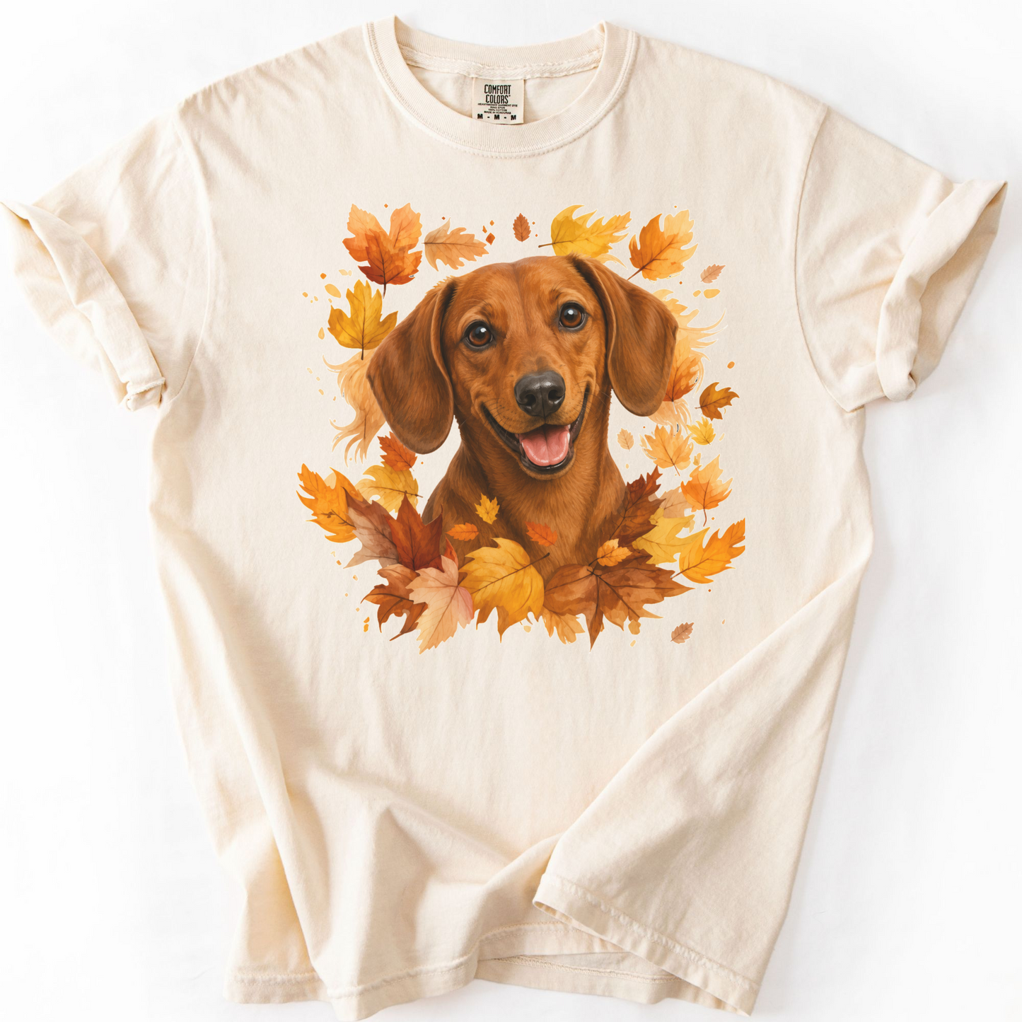 Red Dachshund Fall Shirt | Autumn Dog Mom Comfort Colors Tee