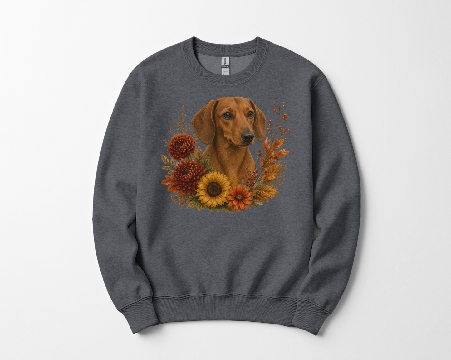 Red Dachshund Autumn Floral Sweatshirt