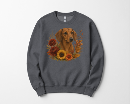 Red Dachshund Autumn Floral Sweatshirt