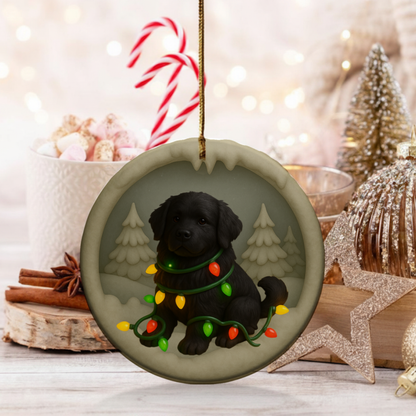 Personalized Black Newfoundland Christmas 3D Clay-Style Dog Keepsake