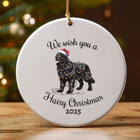 Load image into Gallery viewer, Christmas Black Newfoundland Ornament, Christmas Lights Dog Keepsake
