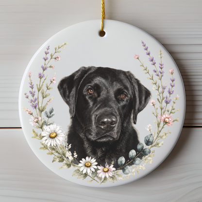 Personalized Pet Memorial Ornament, Custom Wildflower Dog Photo Sympathy Keepsake Gift