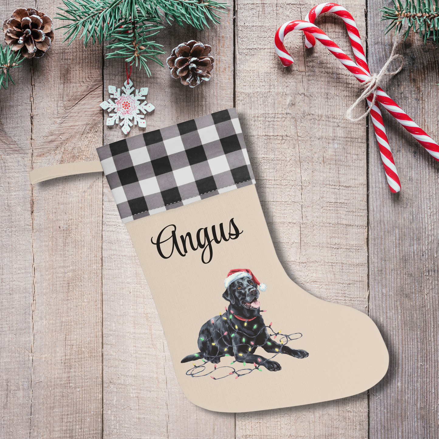 Personalized Black Labrador Christmas Stocking,  Holiday Decor Gift for Pet Lovers